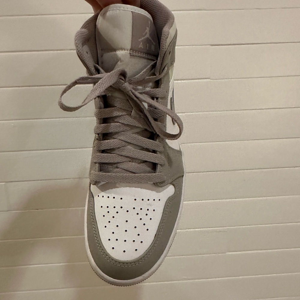 Air Jordan High-Top Sneakers in Tan and White - Picture 2 of 4